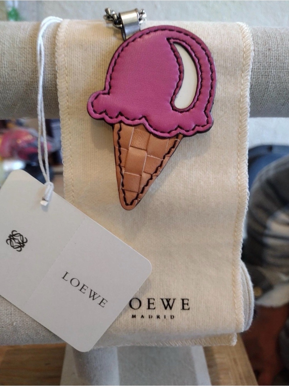 Loewe Pink Ice Cream Cone Key Charm